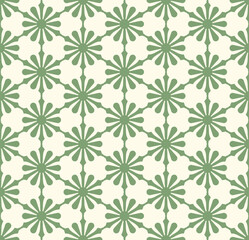 Olive Green Lattice Seamless Pattern on Cream Background