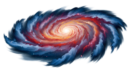 Colorful spiral galaxy isolated on white or transparent background