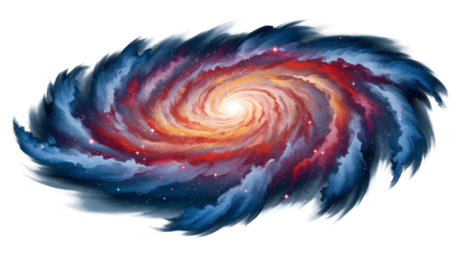 Colorful spiral galaxy isolated on white or transparent background