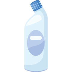Pixel Art White Plastic Cleaning Bottle With Blue Cap And Oval Label On Transparent Background