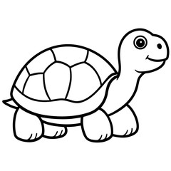 Cute cartoon turtle illustration for coloring and children s designs silhouette
