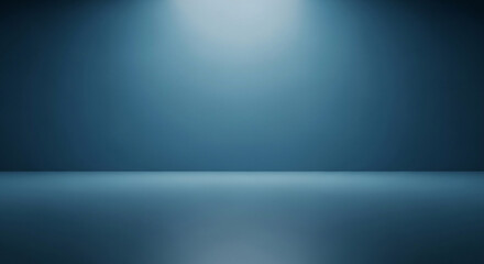 Blue Studio Background with Spotlight Illumination, Clean Gradient Wall and Floor