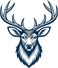 unique deer circular logo design icon, deer head circular icon, geometric deer logo concept, rain deer illustration