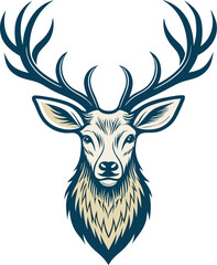 unique deer circular logo design icon, deer head circular icon, geometric deer logo concept, rain deer illustration