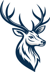 unique deer circular logo design icon, deer head circular icon, geometric deer logo concept, rain deer illustration
