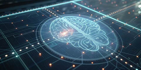 A digital representation of a human brain intertwined with circuits, symbolizing the intersection of technology and neuroscience.