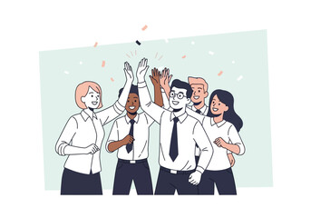 Successful Business Team Celebrating with High Fives.
