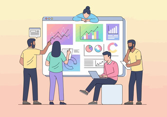 Team Analyzing Data on Screen for Business Growth.