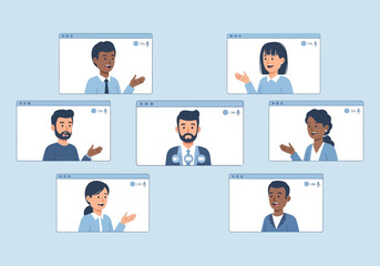 Virtual Healthcare Team Meeting Illustration.