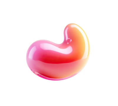 Glossy, pink-orange bean shape with light reflections on black - Powered by Adobe