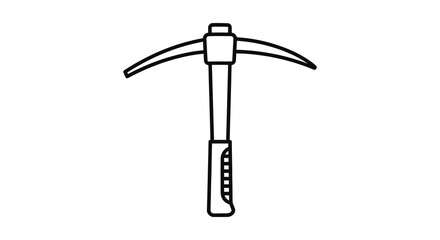 Simple outline drawing of a pickaxe tool used for digging and mining in a silhouette style