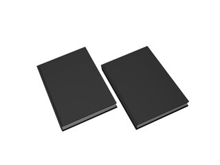 two hard cover white books on transparent background, 3d rendering png file	