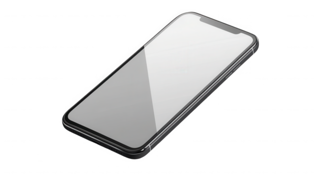 Modern smartphone with blank screen for mockup use on transparent background