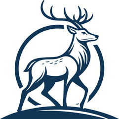  unique deer circular logo design icon, deer head circular icon, geometric deer logo concept, rain deer illustration