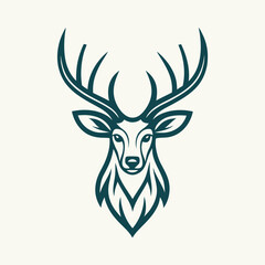  unique deer circular logo design icon, deer head circular icon, geometric deer logo concept, rain deer illustration