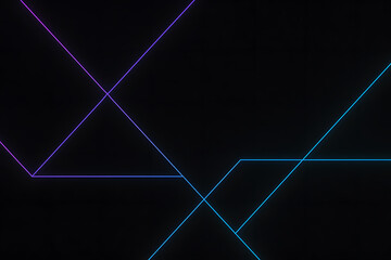 Minimal black wallpaper with neon purple and cyan geometric lines abstract 16x9