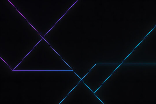 Minimal black wallpaper with neon purple and cyan geometric lines abstract 16x9