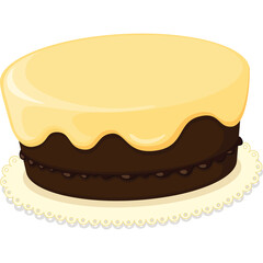 Delicious Chocolate Cake With Creamy Yellow Frosting On A Decorative White Doily Isolated On Transparent Background