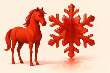 Red Horse with Snowflake – Year of the Horse 2026