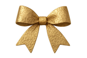 Golden textured bow for gift wrapping, christmas, birthday, wedding, or celebration decoration, transparent background