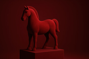 Stylized Velvet Red Horse – New Year Art 2026