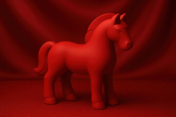Red Horse with Baubles on Warm Background – Year of the Horse