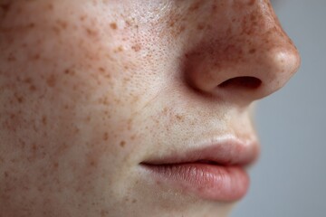 Fototapeta premium A picture of a teenager's chin with slight acne scars, looking natural and realistic.