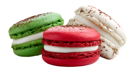 Italian Flag Macarons, isolated on transparent background