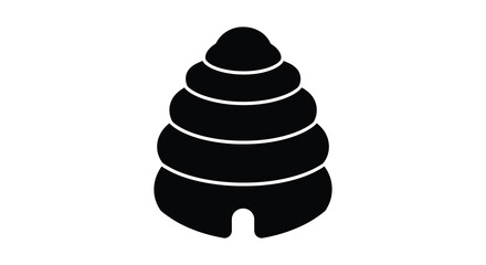 A stark black silhouette of a layered seashell with a distinct opening at the base presented on a white background silhouette