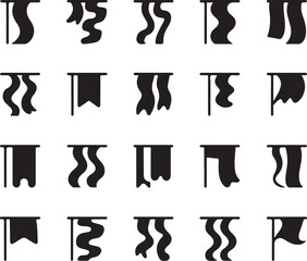 Streamer Silhouette Vector Bundle | Party Decor Icons | Ribbon, Flag Vector