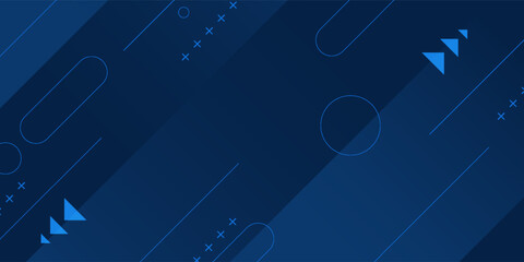 Abstract blue geometric background suitable for designs seeking a modern and artistic touch, with diagonal lines, circles, and triangles. ideal for website templates, presentations, posters, banners.