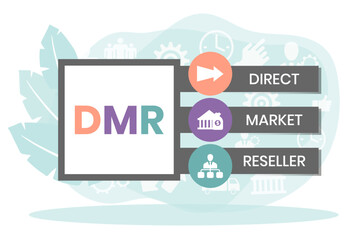 DMR - Direct Market Reseller acronym. business concept background. vector illustration concept with keywords and icons. lettering illustration with icons for web banner, flyer