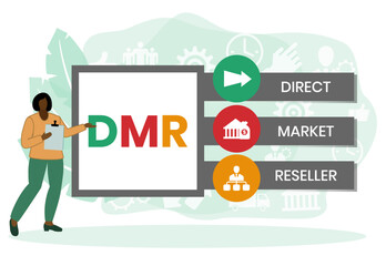 DMR - Direct Market Reseller acronym. business concept background. vector illustration concept with keywords and icons. lettering illustration with icons for web banner, flyer