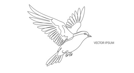 Elegant one line drawing of a flying bird conveying freedom and grace in nature vector