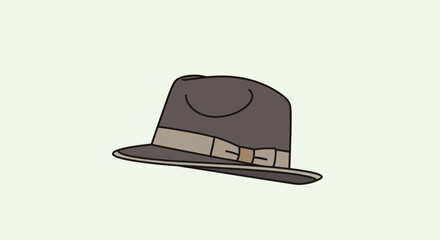 A brown fedora hat with a beige band and a dark brown line on the top