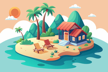 Obraz premium tropical island with palm trees and sea