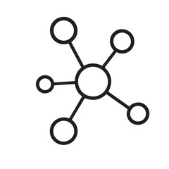 Centralized Network Icon - Outline Molecule or Connection Symbol Vector