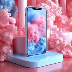 Pastel 3D Scene with Realistic Background Elements