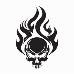 Burning Human Skull Silhouette Logo Vector isolated on white background