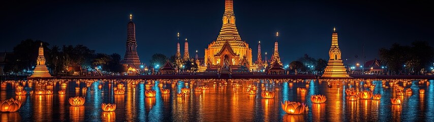 Grand Palace in Bangkok Illuminated at Night