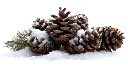 Snowy Pinecones, isolated on transparent background