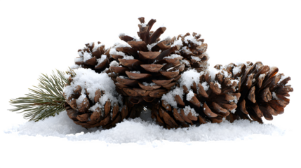 Snowy Pinecones, isolated on transparent background