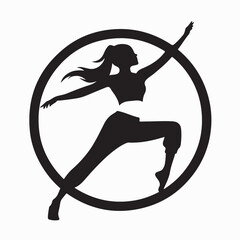 Active Woman Aerobics Fitness Logo Illustration on white background