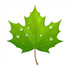 Green Maple Leaf with Water Droplets - A Fresh and Natural Design.