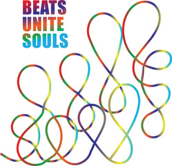 Vibrant Gradient Line Art with Flowing Rhythmic Curves and Musical Energy