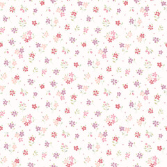 Cute small flower pattern, ditsy floral seamless pattern on light background. Wildflower repeat pattern print. Hand draw style. Flower surface design for fashion, texture, fabric, wallpaper
