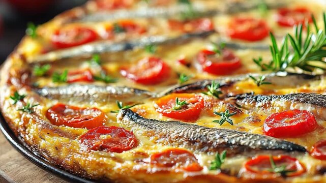 selective focus sardine vegetable frittata