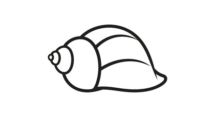 A simple black and white line drawing of a seashell.
