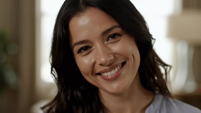 Smiling Woman Close-Up: Warmth and Approachability