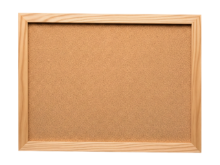 Cork board with wooden frame isolated on white or transparent backgroun